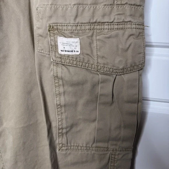VTG Levi's Cargo Pants Mens 38/30 (40/29) Khaki Loose Straight Baggy Skate Y2K - Picture 3 of 11